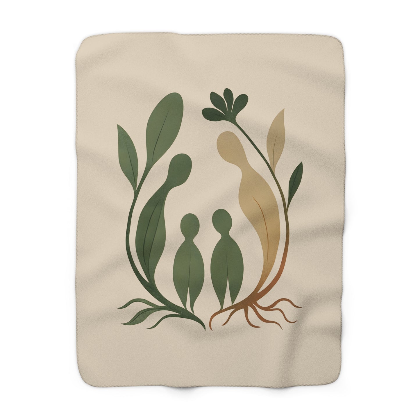 Plaid Sherpa Botanique – “Cœurs Enracinés” 🪴