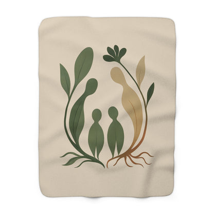 Plaid Sherpa Botanique – “Cœurs Enracinés” 🪴