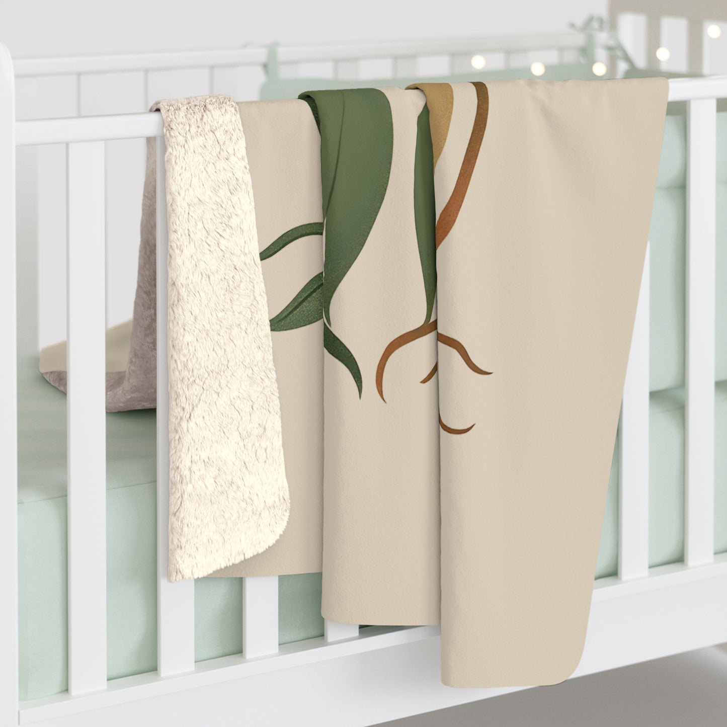 Plaid Sherpa Botanique – “Cœurs Enracinés” 🪴