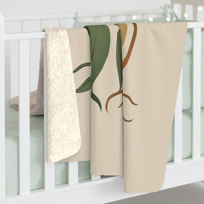 Plaid Sherpa Botanique – “Cœurs Enracinés” 🪴