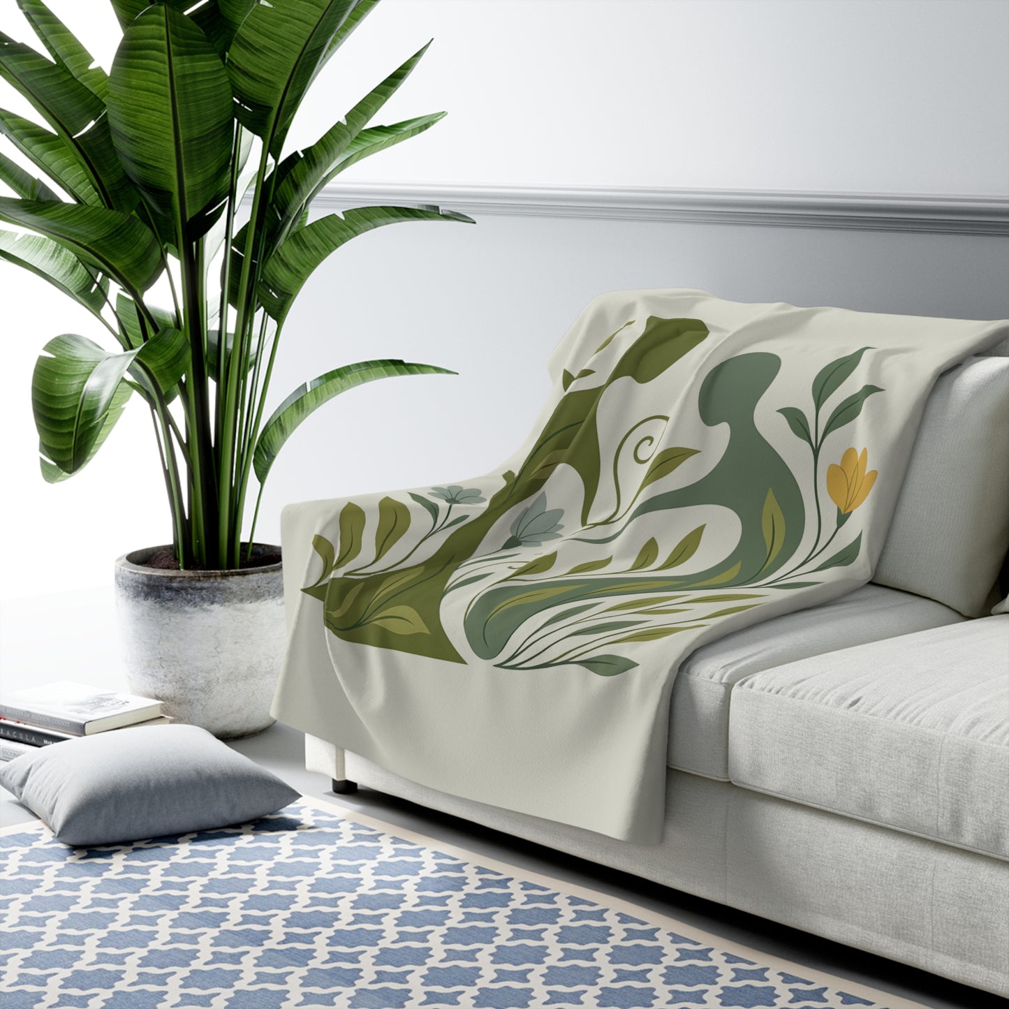 Plaid Sherpa Botanique – “Âme Végétale” 🪴