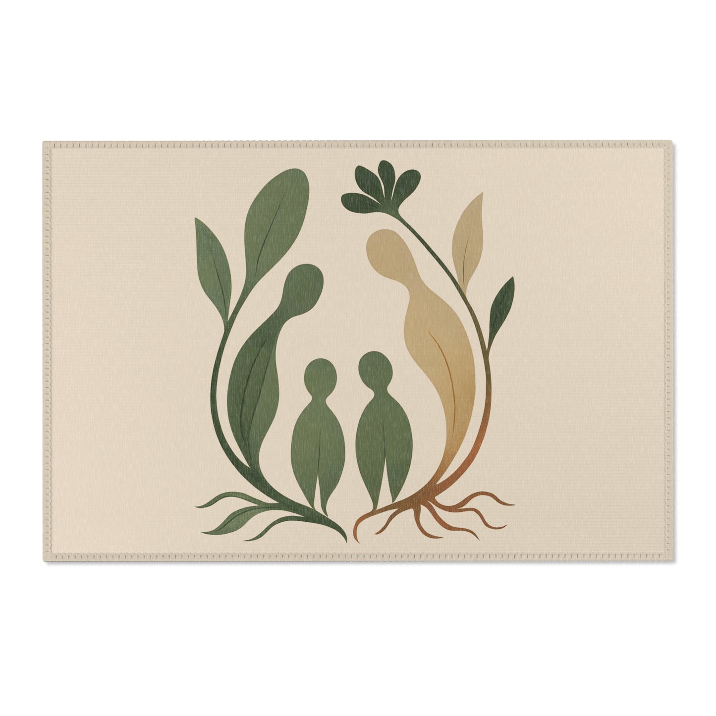 Botanical Rug “Rooted Hearts” – Emotional Abstract Design for Living Room or Bedroom 
