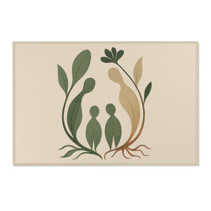 Botanical Rug “Rooted Hearts” – Emotional Abstract Design for Living Room or Bedroom 